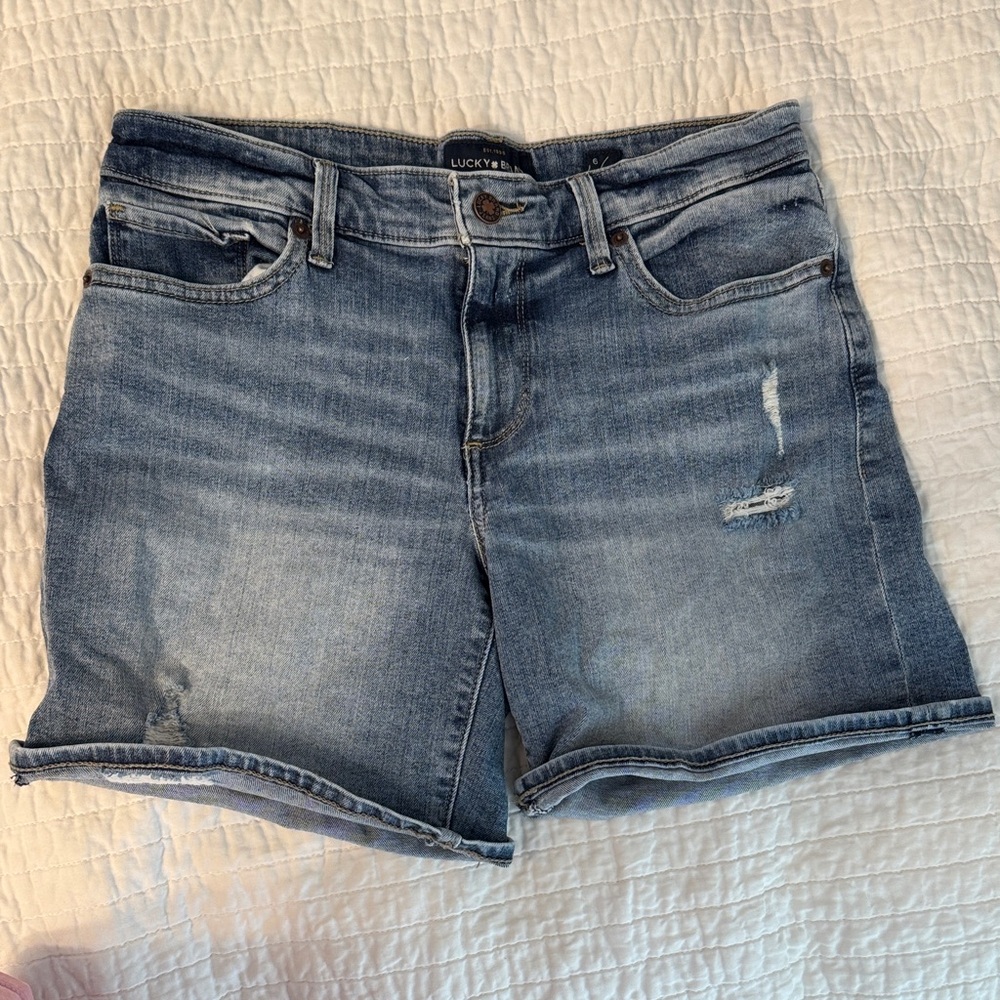 Lucky Brand Medium Wash Distressed Denim Shorts